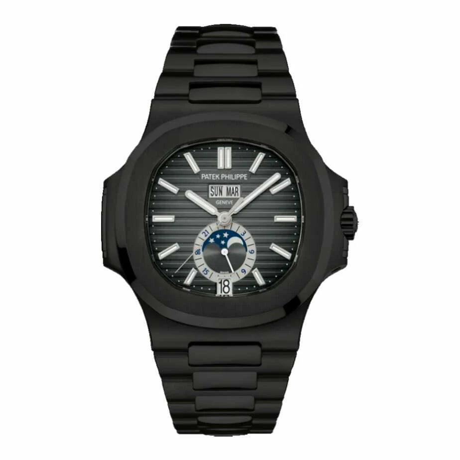 PATEK PHILIPPE NAUTILUS Annual Calendar MOON PHASE Full BLACK