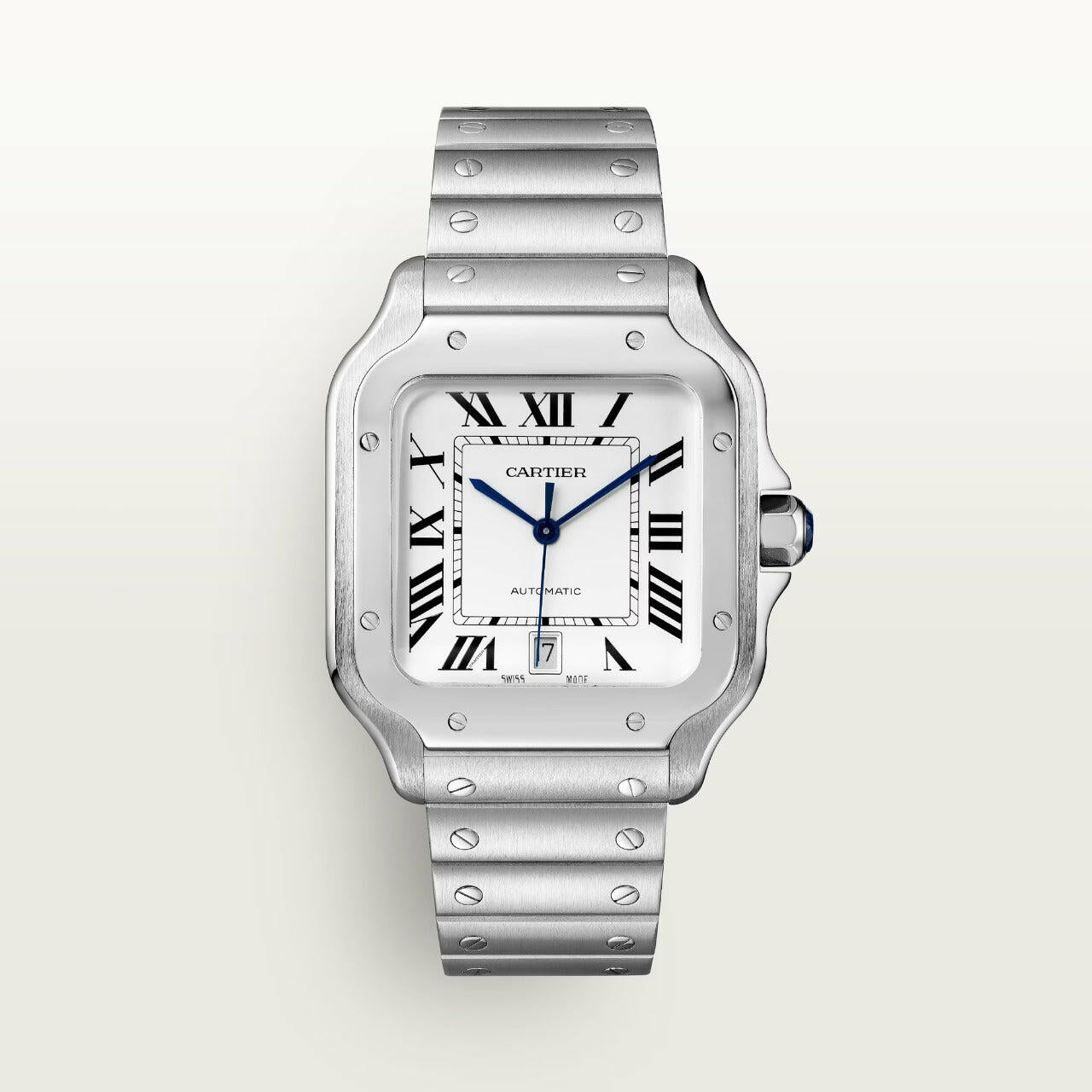 Cartier santos metal silver white dial - MQ