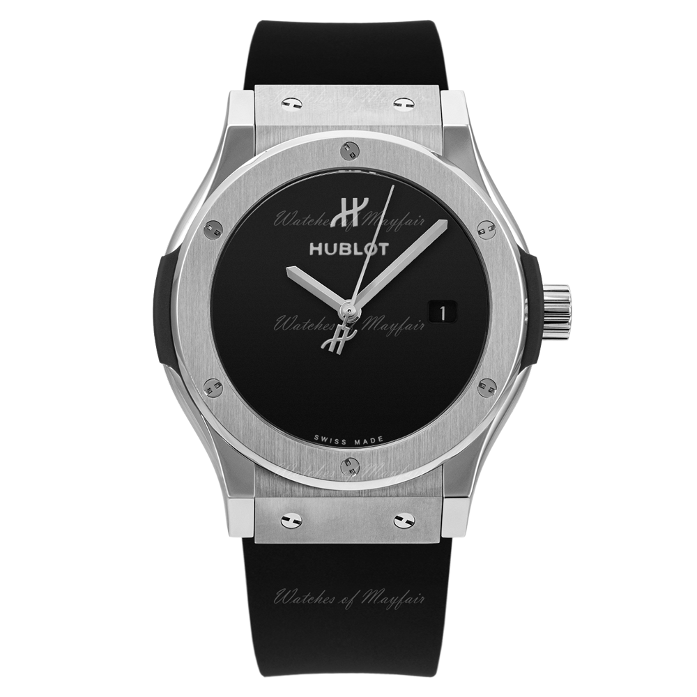 HUBLOT CLASSIC FUSION - BLACK RUBBER - SILVER FRAME