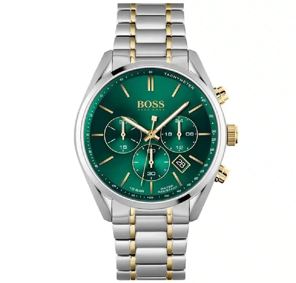 BOSS TWO TONE SILVER X GOLD - GREEN DIAL - CHRONOGRAPH