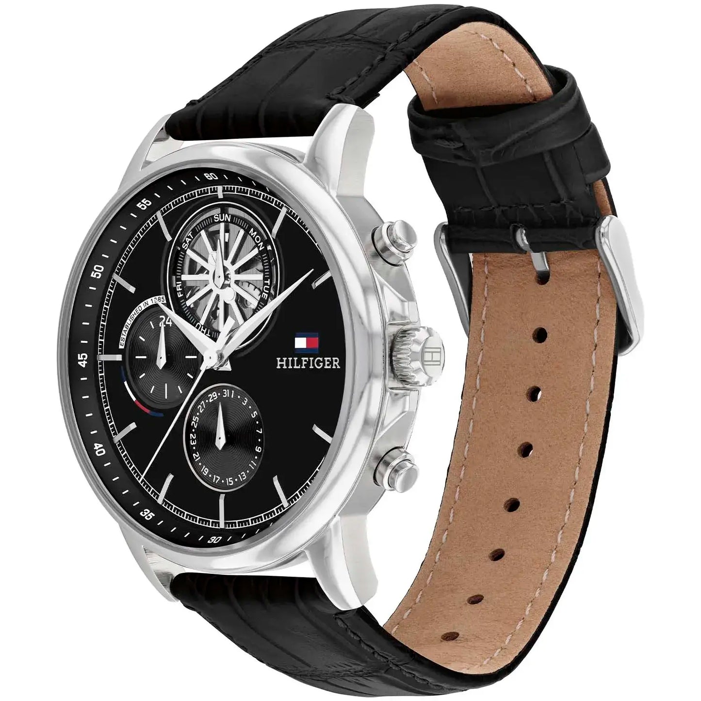 TOMMY LEATHER BLACK - BLACK DIAL - CHRONOGRAPH