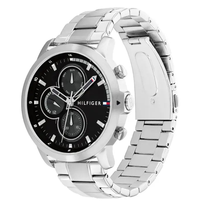TOMMY METAL SILVER - BLACK DIAL - CHRONOGRAPH