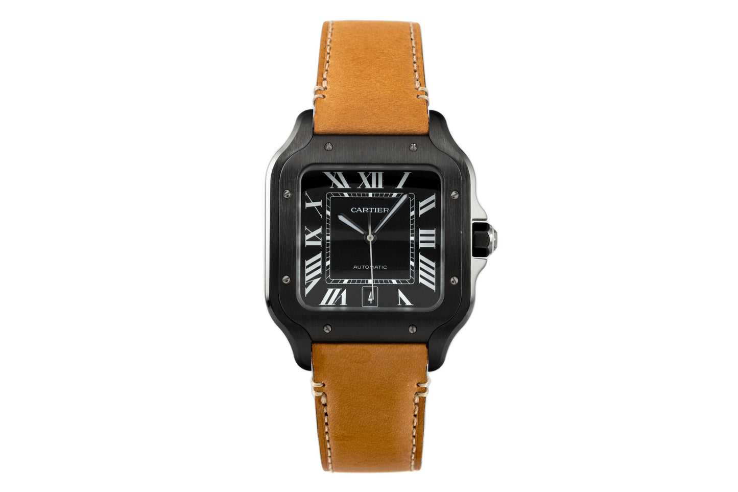 CARTIER SANTOS - LEATHER HAVAN - BLACK DIAL - MQ