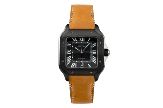 CARTIER SANTOS - LEATHER HAVAN - BLACK DIAL - MQ