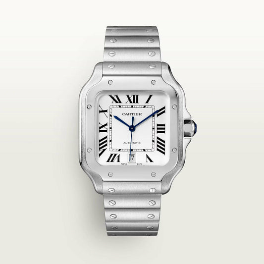 Cartier santos metal silver white dial - MQ