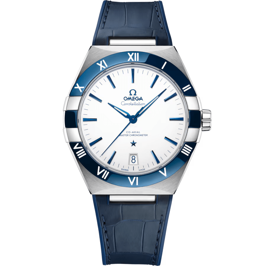 Omega Constellation Navy Leather White Dial