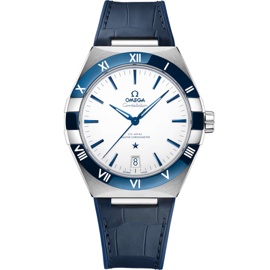 Omega Constellation Navy Leather White Dial