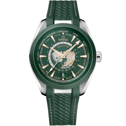 Omega WORLD TIME Green Rubber Green Dial - MQ