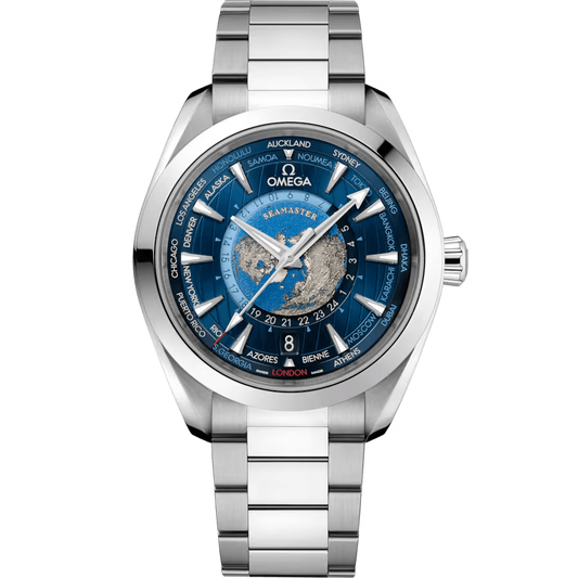 Omega Seamaster Aqua Terra Silver Metal Navy Dial