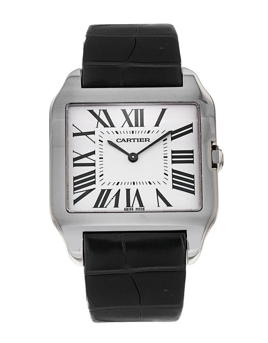 CARTIER SANTOS DUMONT BLACK LEATHER WHITE DIAL