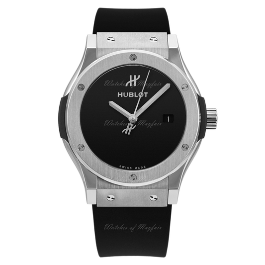 HUBLOT CLASSIC FUSION - BLACK RUBBER - SILVER FRAME
