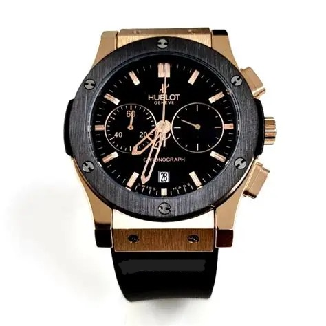 HUBLOT CLASSIC FUSION ROSEGOLD X BLACK FRAME COLOR CRONOGRAPH - BLACK RUBBER - BLACK DIAL