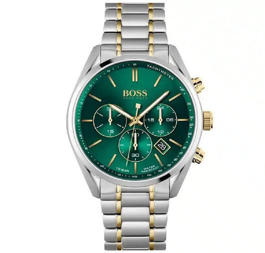 BOSS TWO TONE SILVER X GOLD - GREEN DIAL - CHRONOGRAPH