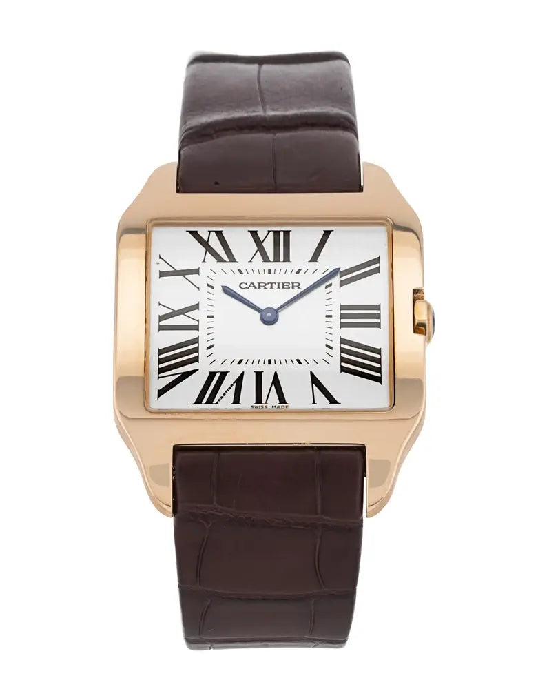 CARTIER DUMONT BROWN LEATHER WHITE DIAL