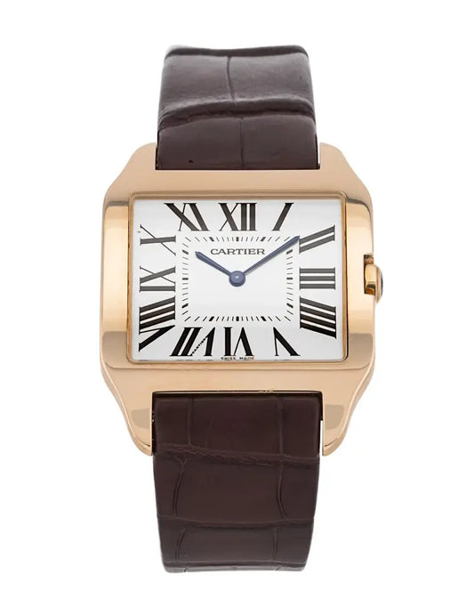 CARTIER DUMONT BROWN LEATHER WHITE DIAL