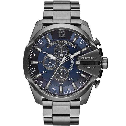 DIESEL MEGA CHIEF GREY METAL BLUE DIAL