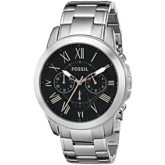 FOSSIL SILVER METAL - DIAL BLACK