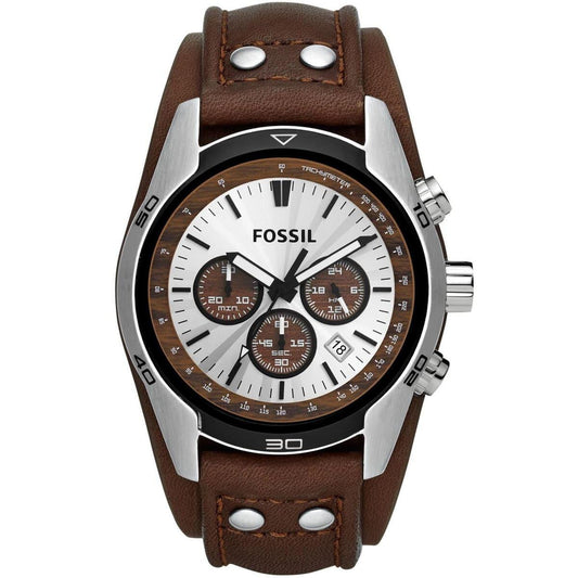 FOSSIL LEATHER BROWN - WHITE DIAL - CHRONOGRAPH