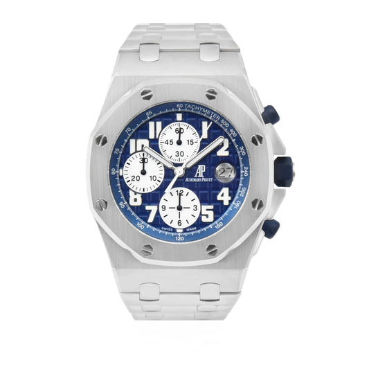AP OFFSHORE SILVER METAL - BLUE DIAL - WHITE CHRONOGRAPH