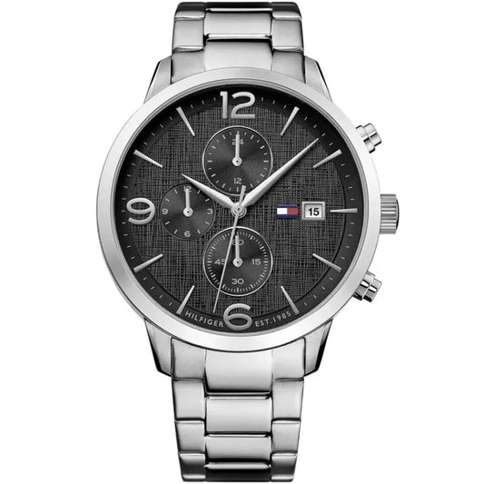TOMMY METAL SILVER - BLACK DIAL - CHRONOGRAPH