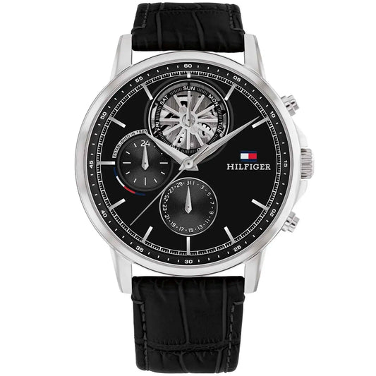 TOMMY LEATHER BLACK - BLACK DIAL - CHRONOGRAPH