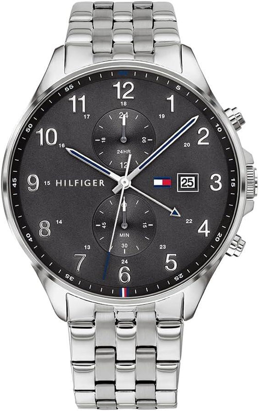 TOMMY SILVER METAL - BLACK DIAL - CHRONOGRAPH