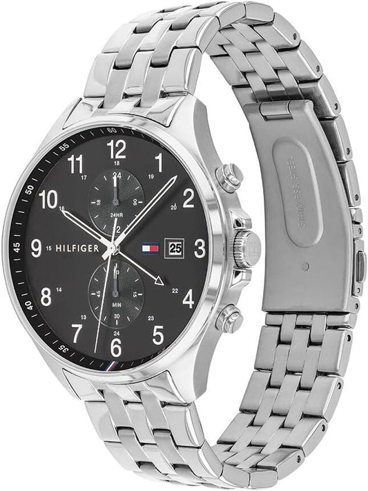 TOMMY SILVER METAL - BLACK DIAL - CHRONOGRAPH