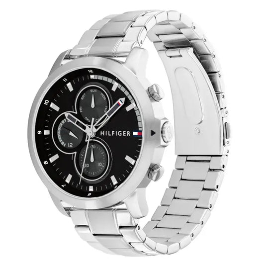 TOMMY METAL SILVER - BLACK DIAL - CHRONOGRAPH