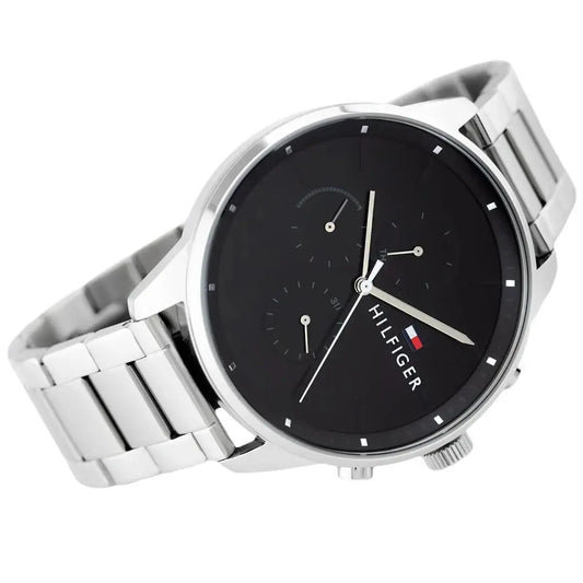 TOMMY METAL SILVER - BLACK DIAL CHRONOGRAPH