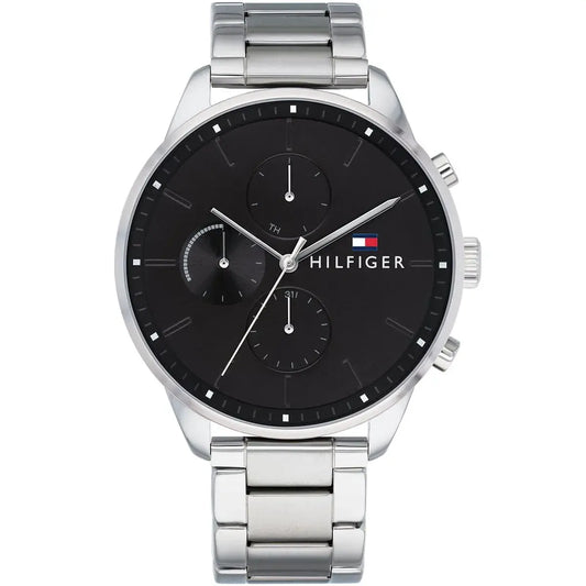TOMMY METAL SILVER - BLACK DIAL CHRONOGRAPH
